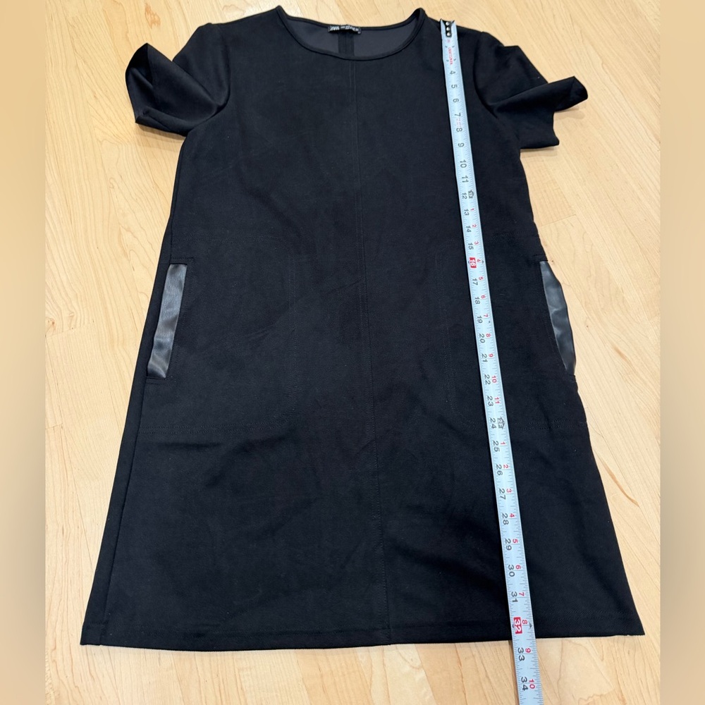 Zara Black Crewneck Dress with Panel Detail